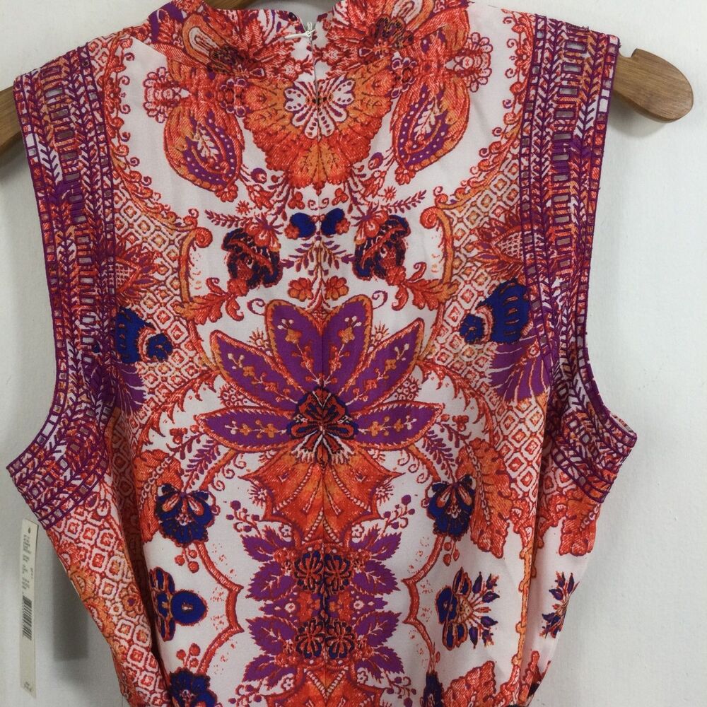 Antonio Melani Elaine Floral Paisley Belted Shift Dress Cayenne/Orchid Sz 10 NWT - Picture 4 of 12
